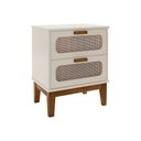 Ver imagem 3 de Mesa de Cabeceira 2 Gavetas Santorini Off White 45 Cm Palhinha Indiana