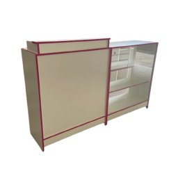 Balcão Caixa e Balcão Vitrine Expositor com Fita Rosa para Lojas Branco - Suprema Móveis - 2