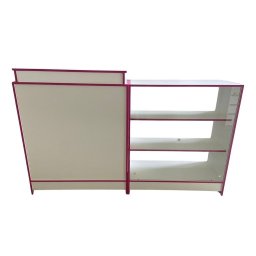 Balcão Caixa e Balcão Vitrine Expositor com Fita Rosa para Lojas Branco - Suprema Móveis - 1