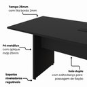 Ver imagem 2 de Mesa de Reunião Retangular F5 Office Moderno MDP 200cm Preto