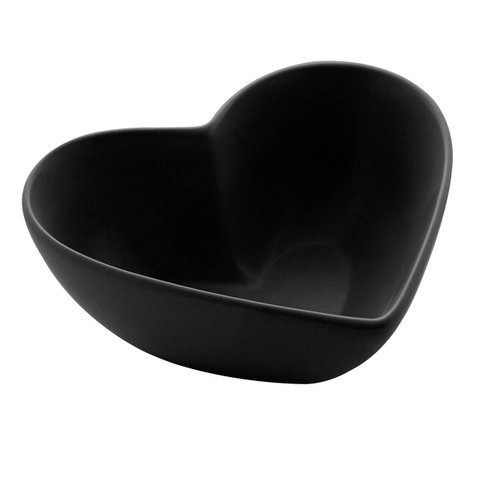 Bowl Tigela Formato Coração Heart Cerâmica Fosco:PRETO