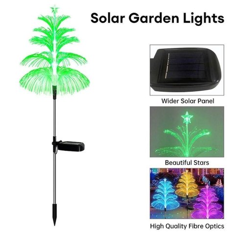 Luz Solar Decorativa de Jardim Modelo:(c) (1 Pç) Fibra Óptica Água-viva 7 Cores Ip65 Oem