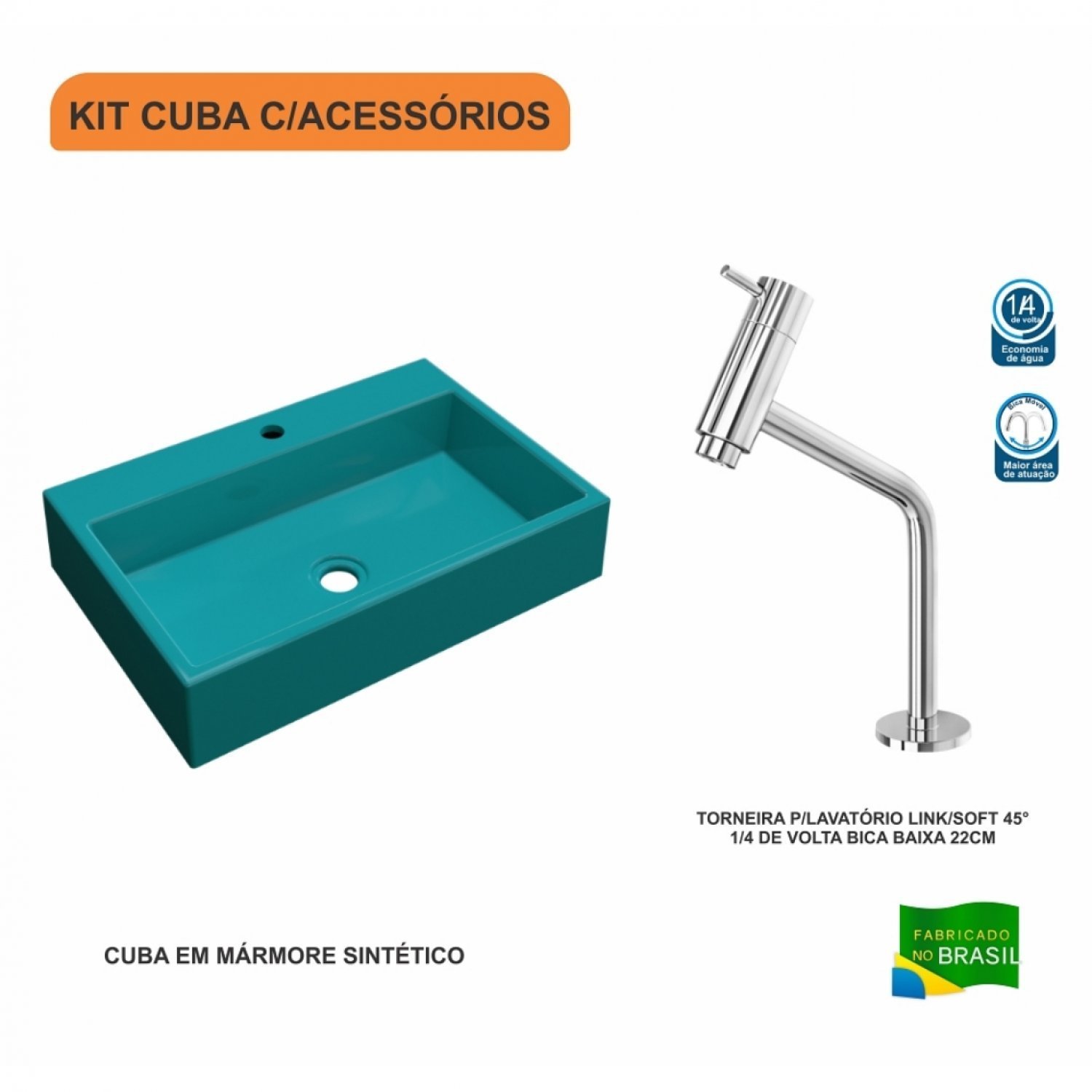 Kit Cuba RT55 Com Torneira Pratika 1060 Metal 1/4 Volta Compace - 3