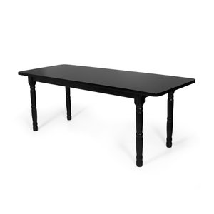 Mesa de Jantar Retangular 6 Lugares de Madeira 160x80cm Itália Preta