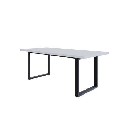 Mesa de Jantar Queens R 200x90x77cm Qemj9200r Branco Tx - Est.preta Branco Tx/est.preta