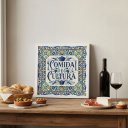 Ver imagem 2 de Quadro Estilo Azulejo Comida É Cultura 33x33cm Mold Branca Vidro