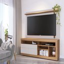 Ver imagem 2 de Conjunto Painel de Tv Brusque + Bancada Rack Gramado para Sala de Estar Tv até 70" Off White Matte/ 