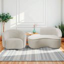 Ver imagem 1 de Kit Divã Recamier Orgânico Marrocos 150cm Lado Esquerdo e 1 Poltronas Amore Linho Bege