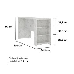 Bancada Mesa Gourmet Cozinha Mármore 1,50m c/ Painel - Linha SUPREMA Luciane - 4
