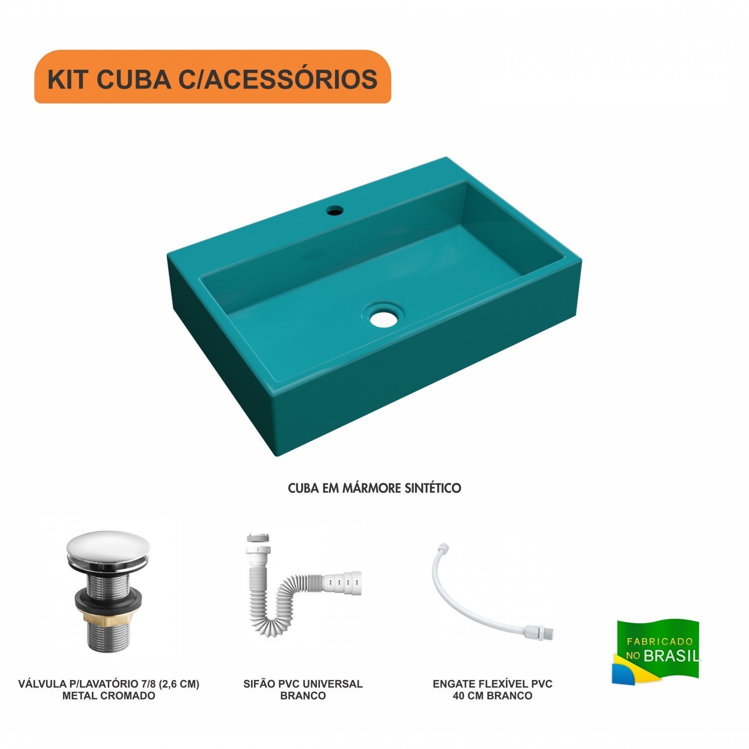 Kit Cuba RT55 com Válvula Click 1 Polegada G e Sifão Pvc e Flexível Compace - 3