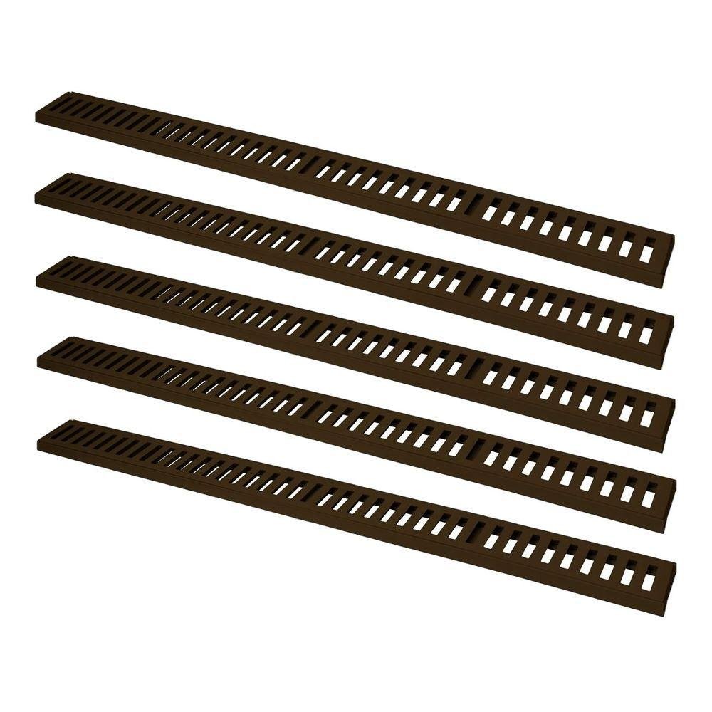 Kit 5 Ralo Grelha Linear Caixilho Alumínio Marrom 10x100cm - 1