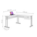 Ver imagem 2 de Mesa em L para Escritório Solar de Veneza Moderno MDP 143cm Branco Plata Móveis