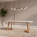 Ver imagem 1 de Mesa para Sala de Jantar 210cm com Vidro Caju Marrom/Off White