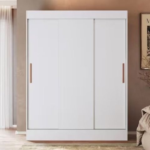Guarda Roupa Solteiro 3 Portas 2 Gavetas Marselha Branco