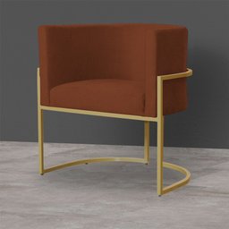Kit 3 Poltronas Decorativa Sala de Estar Luana Base Gold Suede Terracota - Montanaris Decor Md Monta - 4
