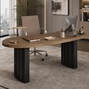 Ver imagem 4 de Mesa para Escritório Orgânica Tamburato 200cm Curves A02 Nogal Preto - Lyam Decor