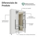 Ver imagem 4 de Guarda-Roupa Solteiro com Pés 4 Portas Batentes com Espelho Branco/Branco/Preto Saturno Madesa