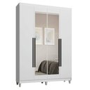 Ver imagem 2 de Guarda-Roupa Solteiro com Pés 4 Portas Batentes com Espelho Branco/Branco/Preto Saturno Madesa