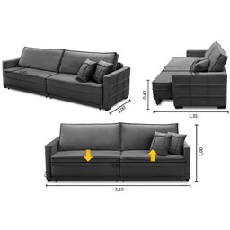 Sofá Retrátil e Reclinável 2,10m Karina Veludo Cinza Madelina Decor - 2