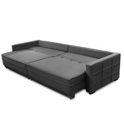 Sofá Retrátil e Reclinável 2,10m Karina Veludo Cinza Madelina Decor - 3
