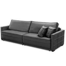 Sofá Retrátil e Reclinável 2,10m Karina Veludo Cinza Madelina Decor - 5