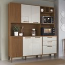 Ver imagem 2 de Kit Cozinha Grecia 7 Portas 2 Gavetas MDP 180cm Off White e Freijo Indékes