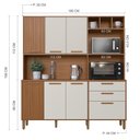 Ver imagem 5 de Kit Cozinha Grecia 7 Portas 2 Gavetas MDP 180cm Off White e Freijo Indékes