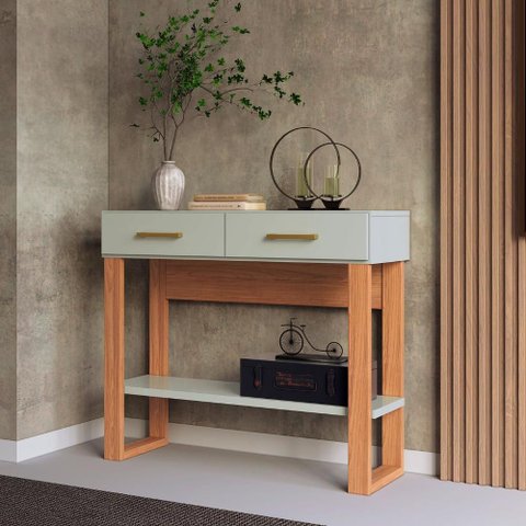 Aparador com 2 Gavetas Industrial Dalla Costa 100% Mdf Cor:off White com Freijó