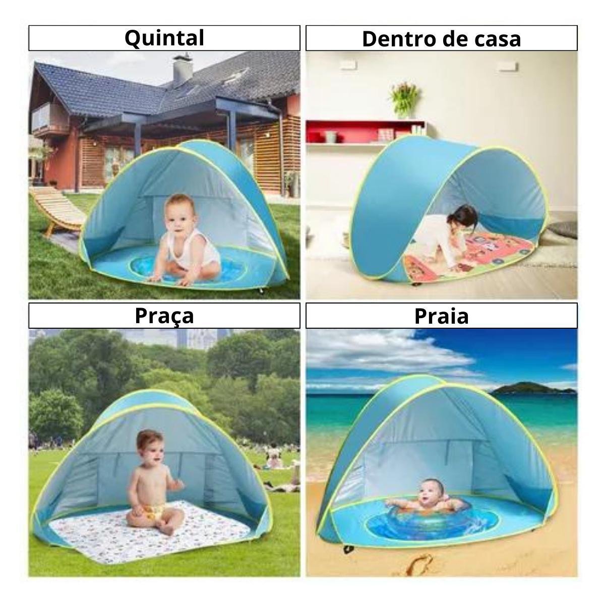 Tenda de Praia para Bebês Portátil Infantil Azul - Polibrinq - 4