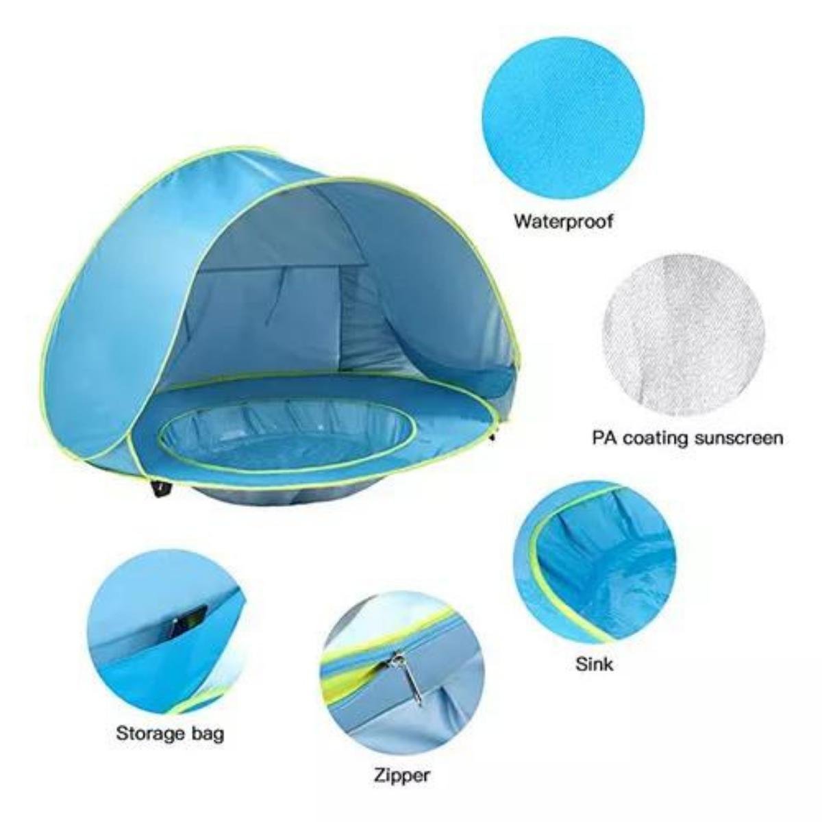 Tenda de Praia para Bebês Portátil Infantil Azul - Polibrinq - 3