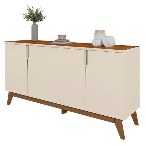 Buffet Aparador 160cm 4 Portas Cannes Off Whhite/Canela Z30 - Mpozenato