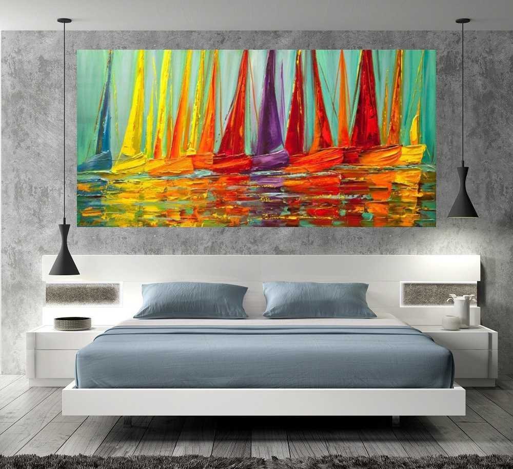 Quadro Pintura Tela Moderna Marinas 2183: 50cm (A) x 100cm (L) - 5