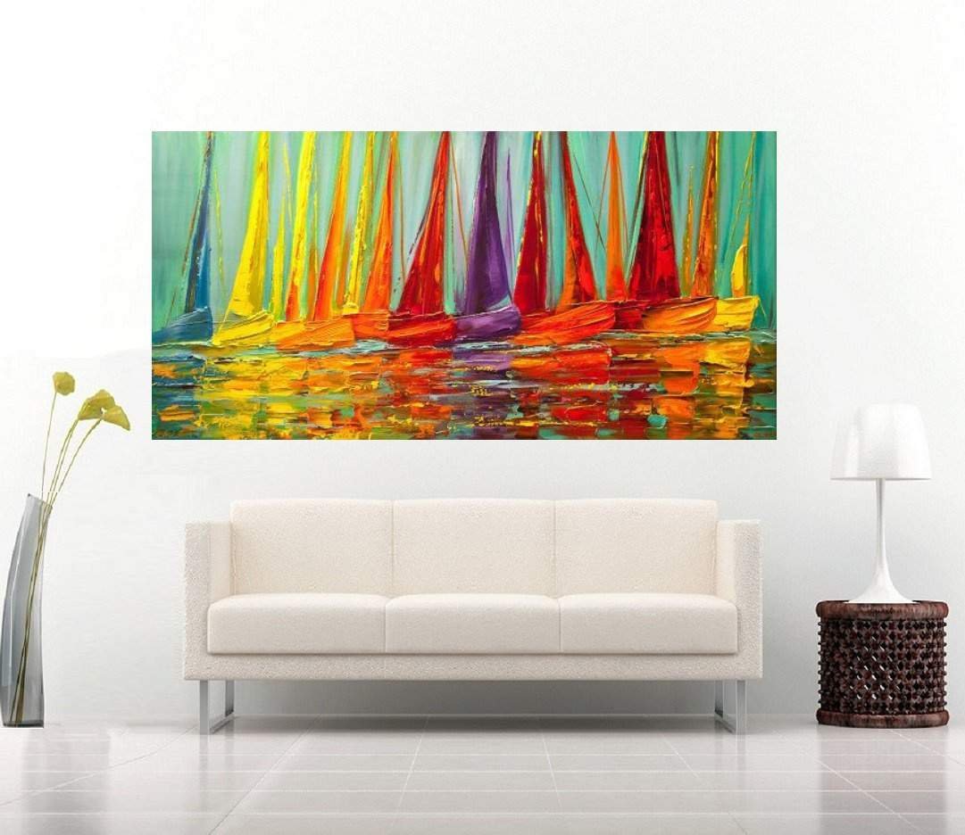 Quadro Pintura Tela Moderna Marinas 2183: 50cm (A) x 100cm (L) - 3