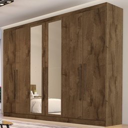 Guarda Roupa Oslo 6 Portas 4 Gavetas com Espelho Mdf - Mademarcs - 1
