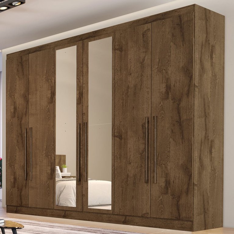 Guarda Roupa Oslo 6 Portas 4 Gavetas com Espelho Mdf - Mademarcs