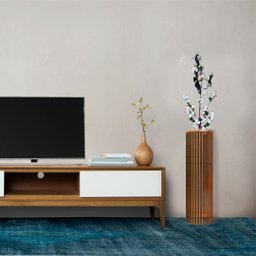 Vaso de Chão Decorativo Grande Torre -:mdf Cru/kit com 2 - 70x20cm e 60x20cm - 2