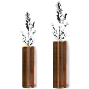 Vaso de Chão Decorativo Grande Torre -:mdf Cru/kit com 2 - 70x20cm e 60x20cm