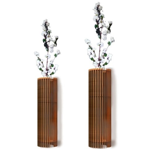 Vaso de Chão Decorativo Grande Torre -:mdf Cru/kit com 2 - 70x20cm e 60x20cm