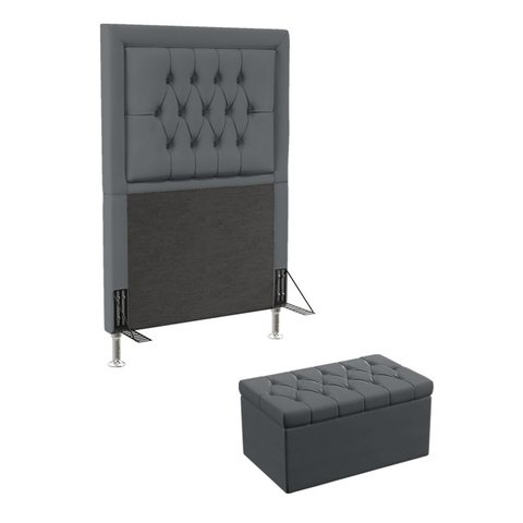 Kit Cabeceira Decorativa Para Cama Box Antares e Calçadeira Sagitarius 90 Para Cama de Solteiro Sued