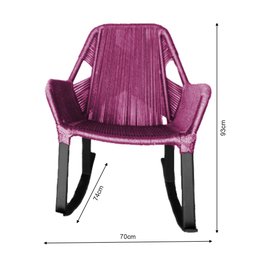 Kit 2 Cadeiras de Balanço Athenas Corda Náutica Base em Alumínio Preto/rosa - 3