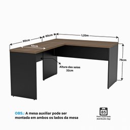 Conjunto Escritório Escrivaninha em L e Gaveteiro Netmobil	 - Nogal/preto - 5