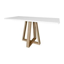 Mesa Retangular Jantar 140x77cm Manu Branca Base Madeira Maciça - 2