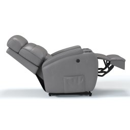 Poltrona do Papai Reclinável Corino Cor Cinza Chumbo Massagem Reclinação Elétrica - Modelo Florença - 5