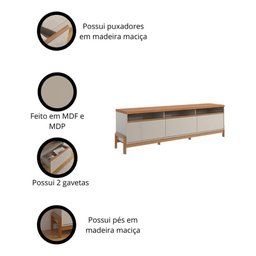Rack com Painel Separado Grande para Sala Marrocos 2,07 / Elegance 2,13:off White/jequitiba - 6