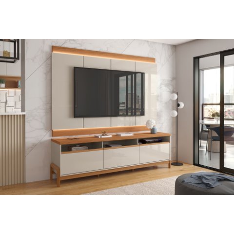 Rack com Painel Separado Grande para Sala Marrocos 2,07 / Elegance 2,13:off White/jequitiba