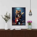 Ver imagem 1 de Quadro Gatinho Roqueiro - Guitarra 33x24cm:moldura Branca