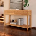 Ver imagem 4 de Aparador para Sala Madeira Maciça 2 Gavetas 130cm Dunia F06 Rústico Claro - Lyam Decor