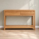 Ver imagem 3 de Aparador para Sala Madeira Maciça 2 Gavetas 130cm Dunia F06 Rústico Claro - Lyam Decor