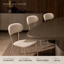 Ver imagem 5 de Kit Mesa Redonda Madeira 110cm com 4 Cadeiras Ferro Boucle Bege Sala Jantar Apartamento