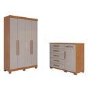 Ver imagem 2 de Conjunto Quarto Infantil Guarda-Roupa 4 Portas e Cômoda 6 Gavetas Sofia Espresso Móveis Marrom/Cinamomo/Off White